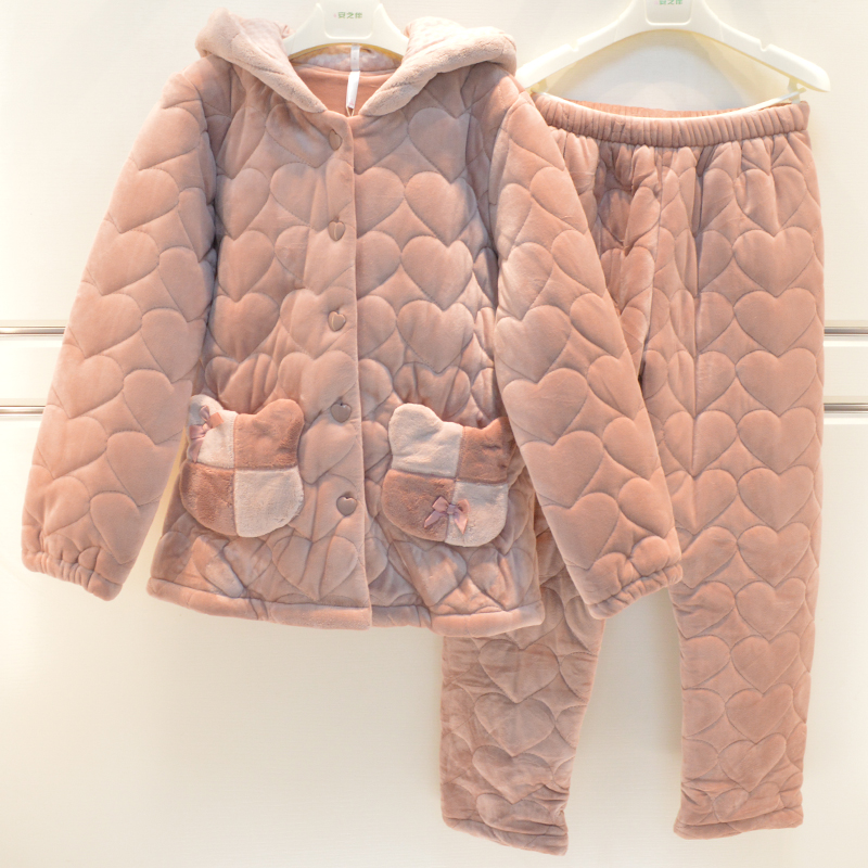 夹棉保暖家居服连帽家居服