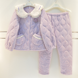 安之伴睡衣冬季 女士玉狐绒三层加厚夹棉卡通可爱保暖棉袄 2026新品