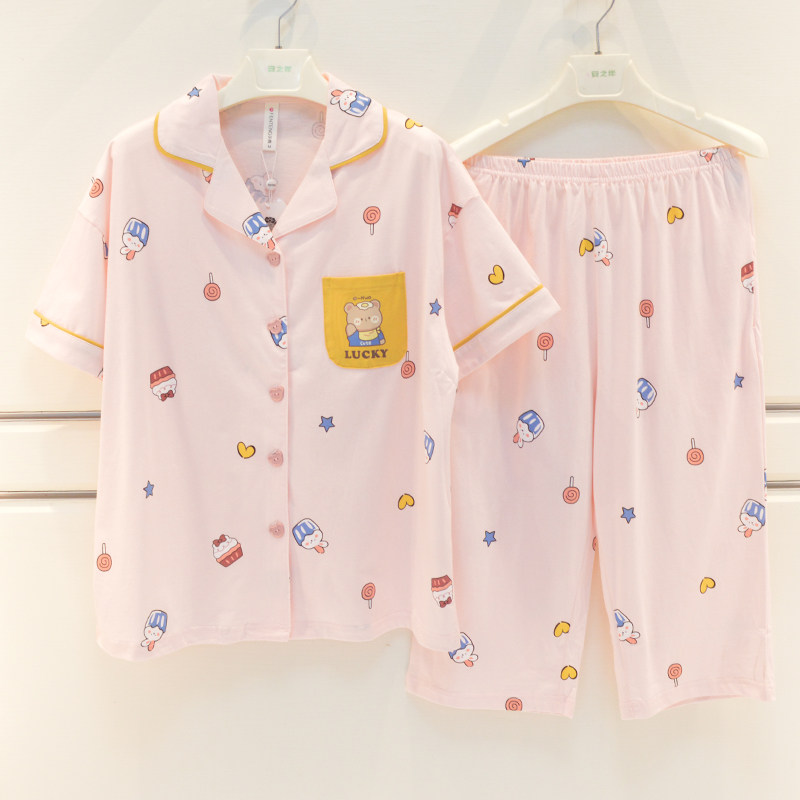 芬腾家居服卡通短袖女针织图片