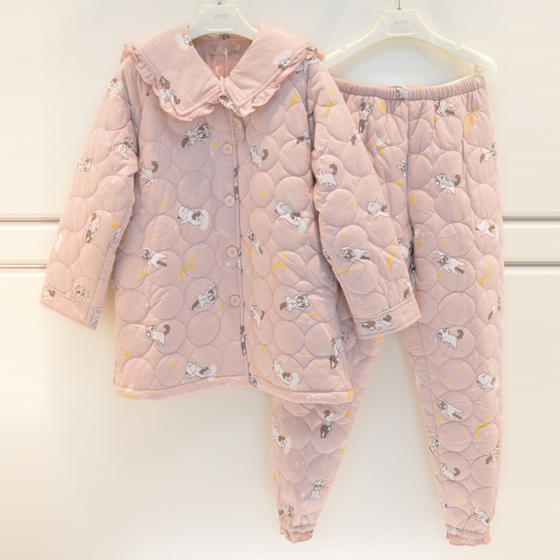 秋鹿女士冬季保暖加厚睡衣家居服