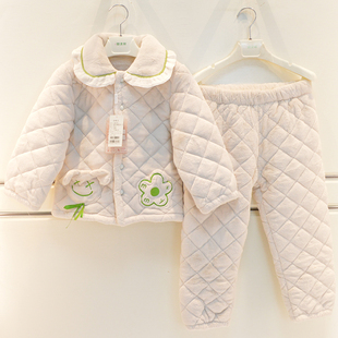 妈咪印象儿童睡衣冬季 女童珊瑚绒三层加厚夹棉保暖棉袄甜美家居服