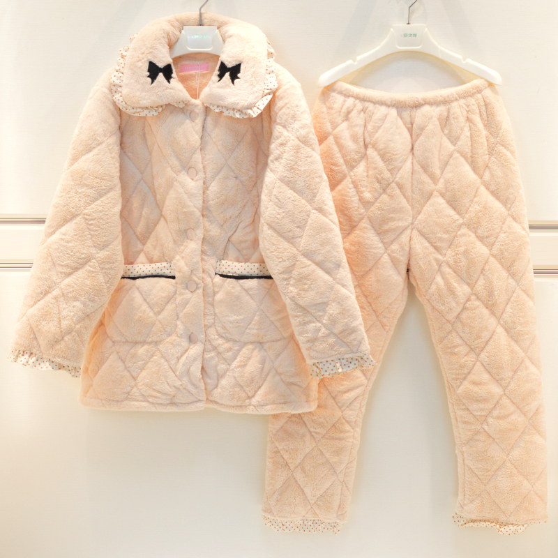 夹棉三层加厚简约长裤韩版家居服