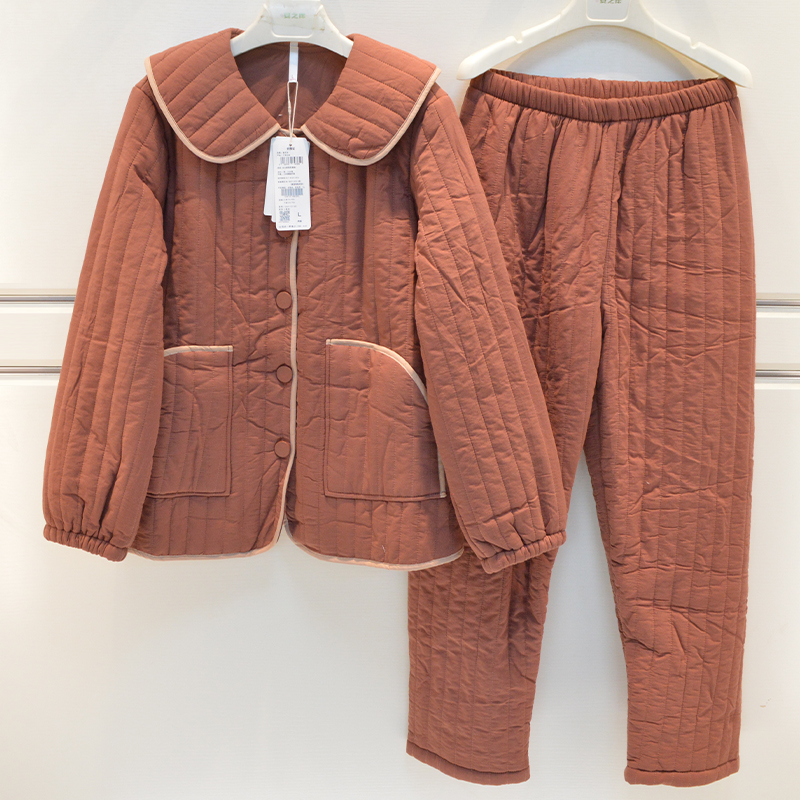 薄夹棉气质保暖青年家居服套