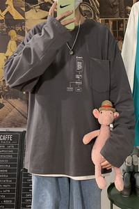 2021春新款海报风套头圆领卫衣长袖T恤男大码印花衣服wy08图片