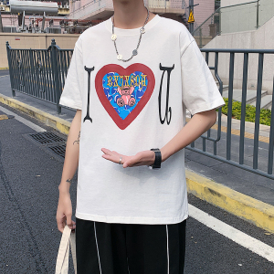 港风字母印花短袖T恤衫男韩版纯棉潮流ins半袖情侣装T124图片