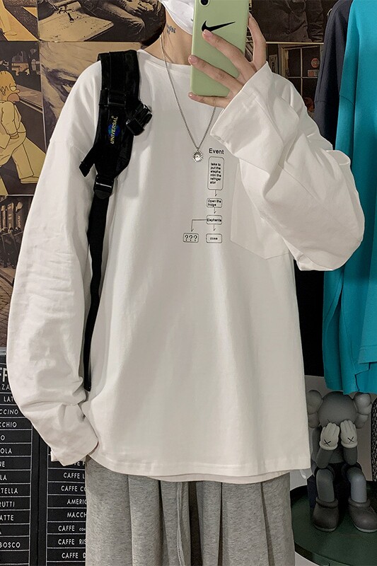 2021春新款港风海报风套头圆领卫衣长袖T恤男大码衣服wy08,男装T恤,电商A089-1