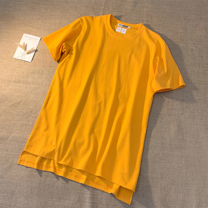 港风平铺夏季大码圆领宽松纯棉T恤男班服打底短袖T130P25控39图片