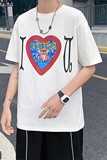 港风字母印花短袖T恤衫男韩版纯棉潮流ins半袖情侣装T124，男装T恤，电商A089-1