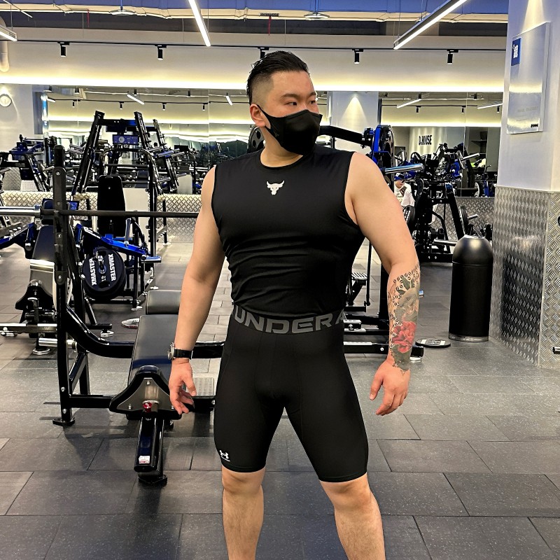 安德玛UA男运动健身跑步篮球网球瑜伽骑行速干透气高弹5分紧身裤