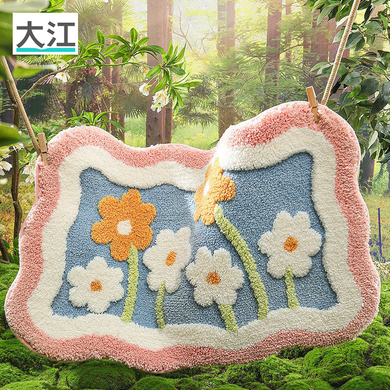 大江浴室门口吸水地垫防滑垫子清新家用洗手间入户卧室脚垫可机洗