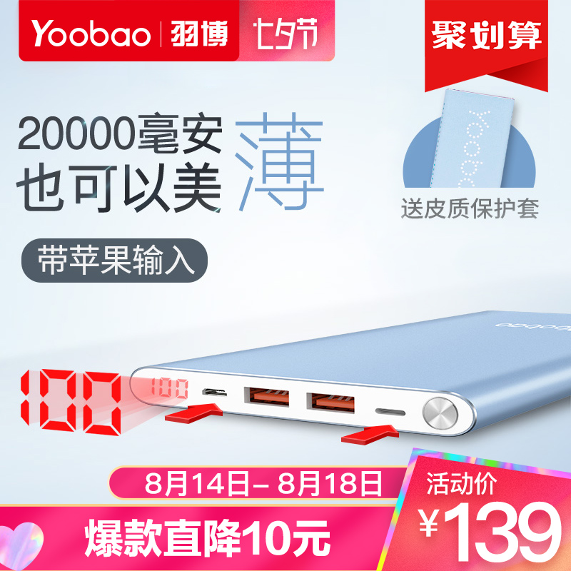 yoobaoÓð²©A2 ³äµç±¦20000ºÁ°²³¬±¡´óÈÝÁ¿ï®¾ÛºÏÎï±ãЯÕýƷͨÓÃÊÖ»ú¿ì³ä¿ì³åÂÁºÏ½ðÒÆ¶¯³äƽ°å20000mÒÆ¶¯µçÔ´