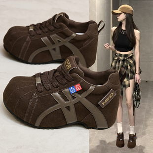 复古厚底内增高乐福鞋 秋冬加绒保暖棉鞋 女2025新款 真皮全包勃肯鞋