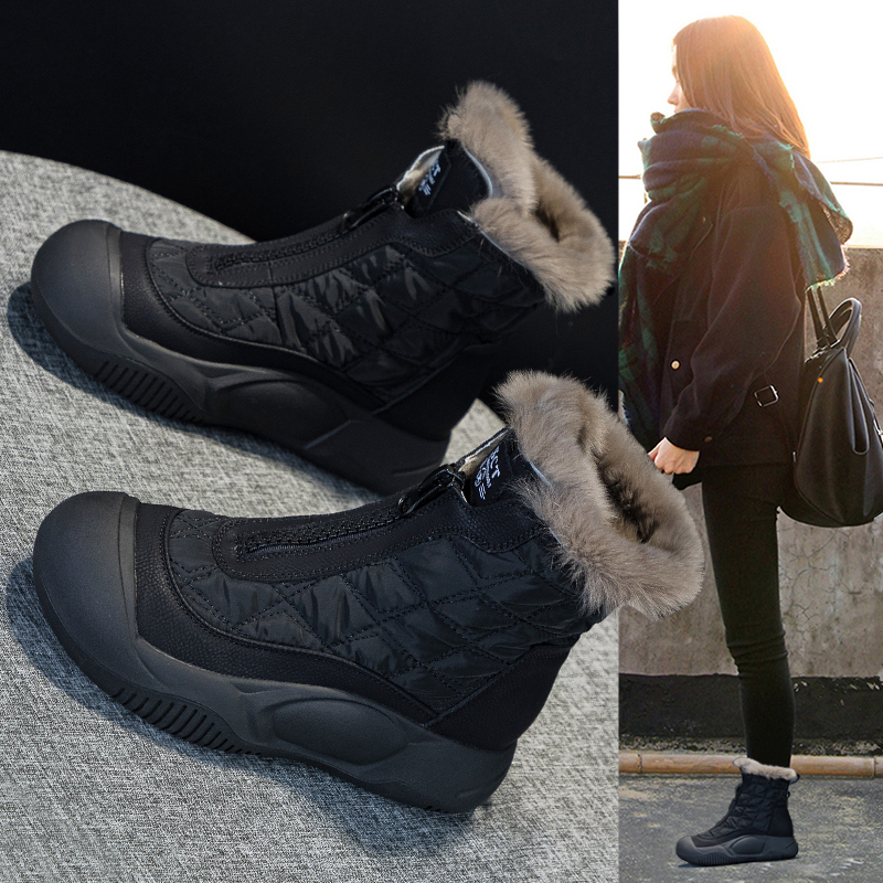 皮毛一体雪地靴女2025新款高帮鞋