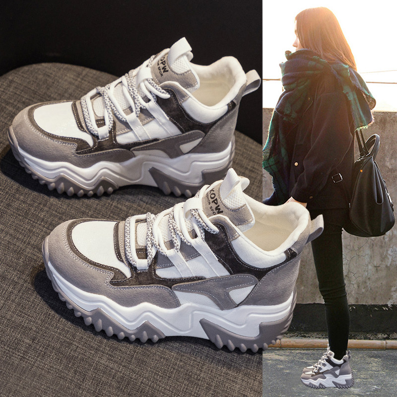 真皮内增高老爹鞋女秋冬2026新款