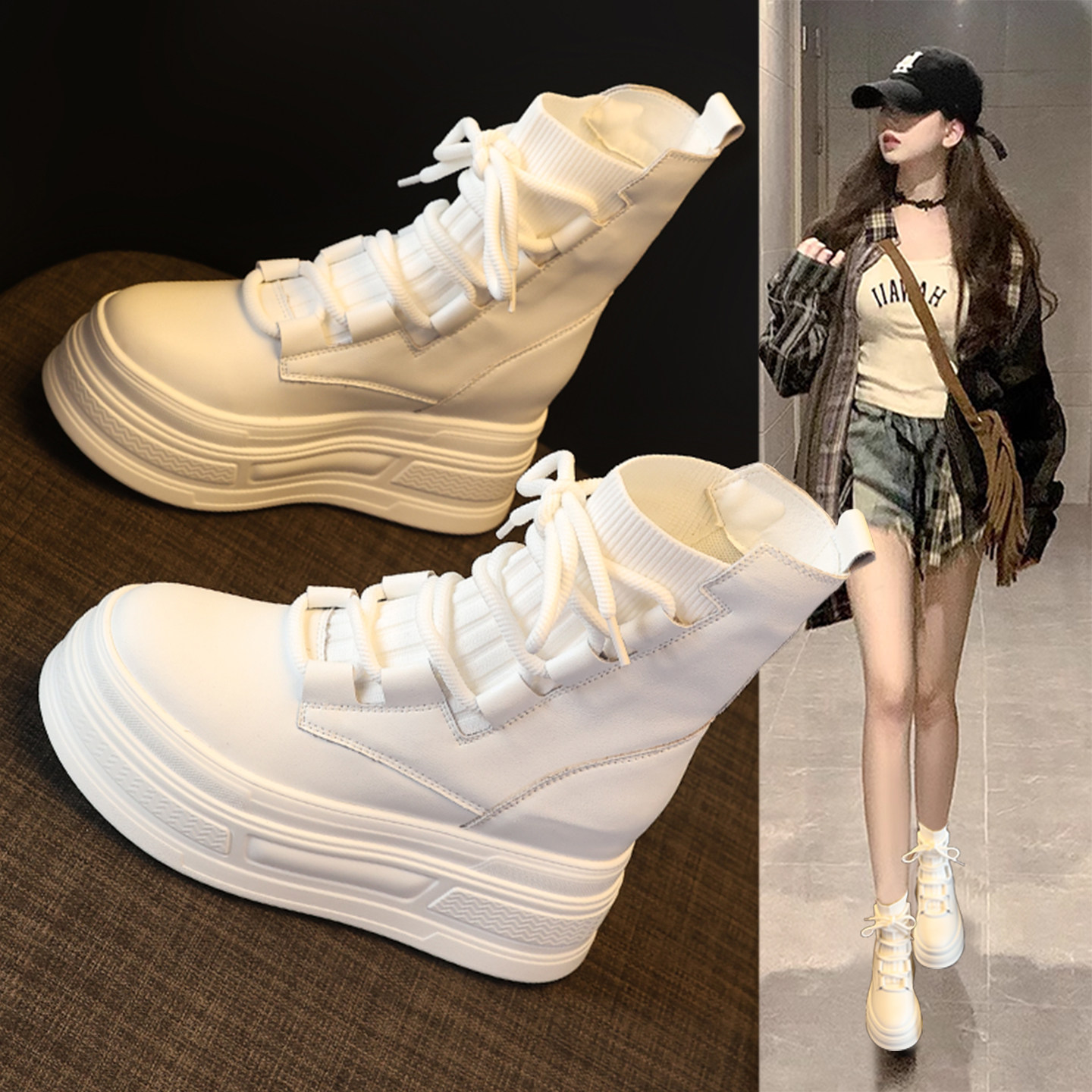 巨好看高帮袜子鞋女2026秋冬新款