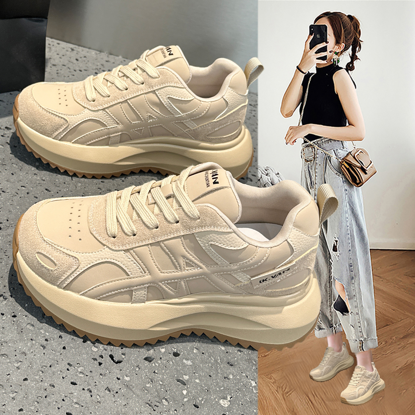 复古运动休闲鞋女2025年秋季新款