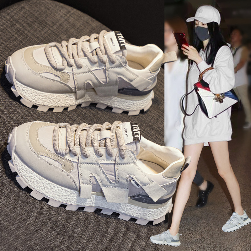 老爹鞋女春季2026爆款新款超火百搭真皮厚底松糕轻便运动休闲鞋子,女鞋,时尚休闲鞋,淘宝优惠券,粉丝福利购,淘宝优惠卷