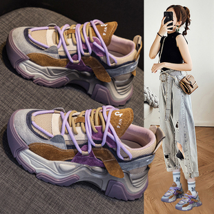 欧洲站老爹鞋女秋季2026年新款炸街潮牌厚底松糕增高运动休闲女鞋