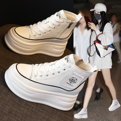 真皮高帮小白鞋女款2025新款百搭