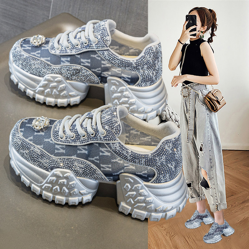 欧洲站老爹鞋女夏季薄款2026新款厚底增高轻便网面透气运动休闲鞋