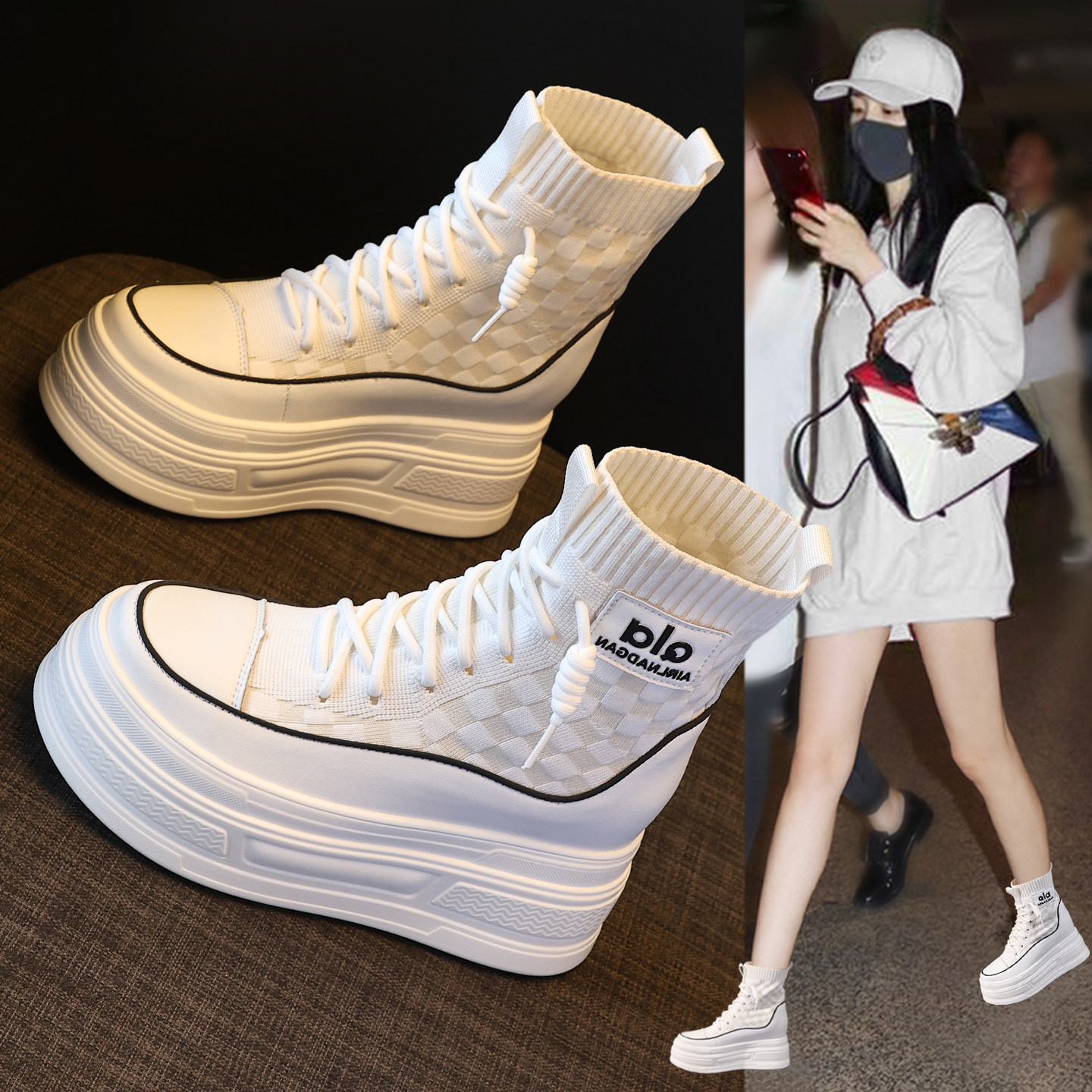 巨好看高帮袜子鞋女2026秋冬新款