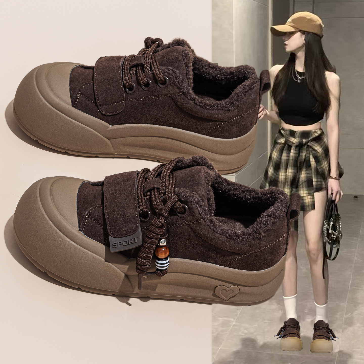 真皮加绒休闲板鞋女2025新款冬季