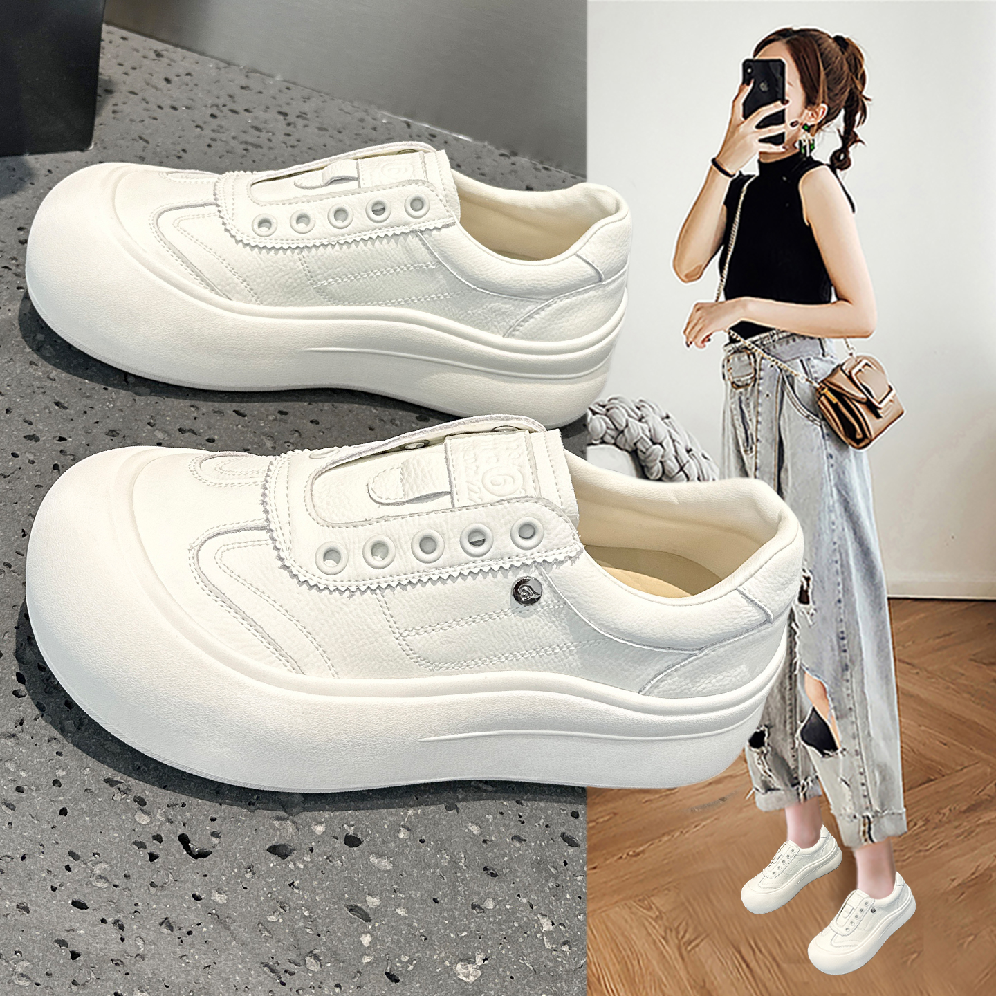 真皮软底小白鞋女2025秋季新款