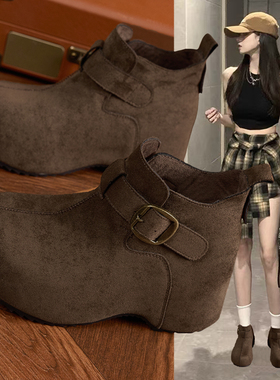 全包高帮勃肯鞋女2025新款秋冬加绒保暖二棉内增高一脚蹬懒人女鞋