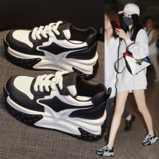 真皮内增高老爹鞋女2026新款爆款春季女鞋厚底小个子休闲运动鞋潮