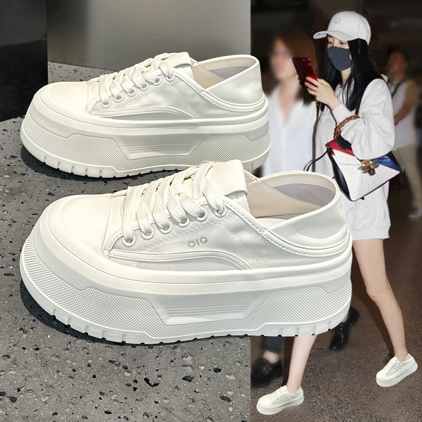 夏季两穿小白鞋女款2026新款百搭轻便不累脚薄款网面透气休闲板鞋