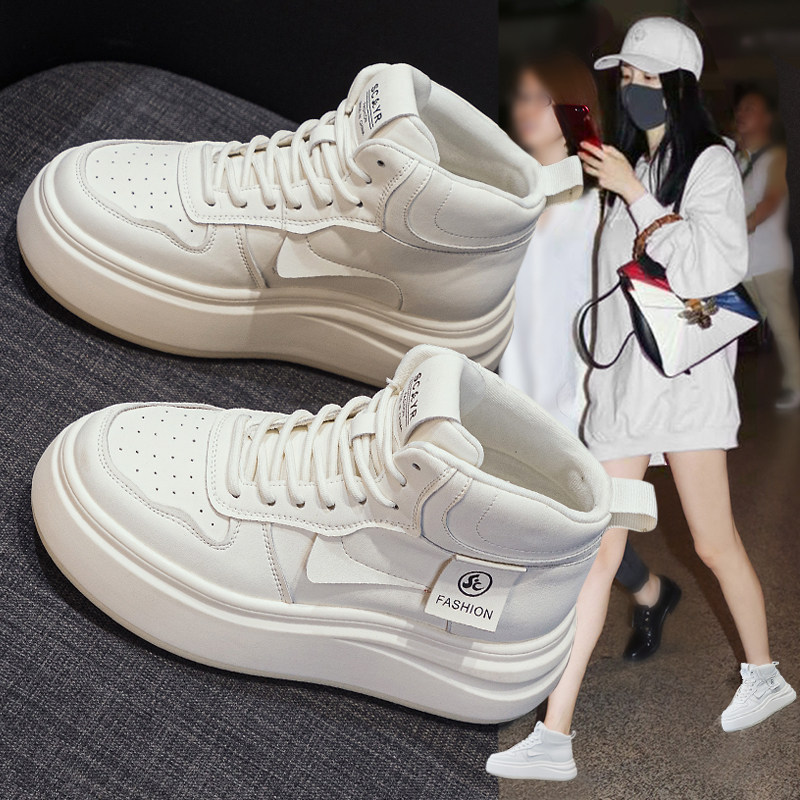 真皮高帮小白鞋子女2026新款爆款