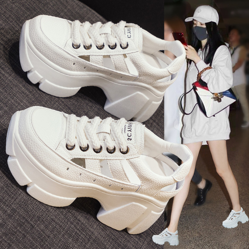 包头罗马凉鞋女夏季外穿2026新款爆款透气镂空厚底增高运动小白鞋