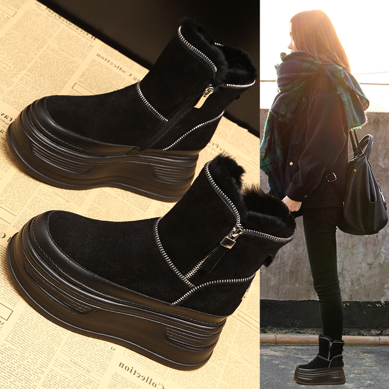 内增高雪地靴女冬季加绒加厚棉鞋