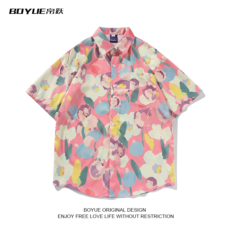 BOYUE帛跃碎花满印半袖衬衫