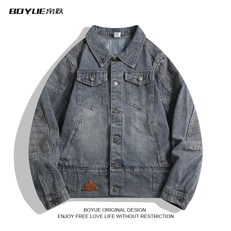 BOYUE帛跃美式复古机车牛仔夹克