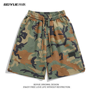 潮流休闲百搭沙滩五分裤 BOYUE帛跃潮牌户外运动迷彩短裤 男女韩版