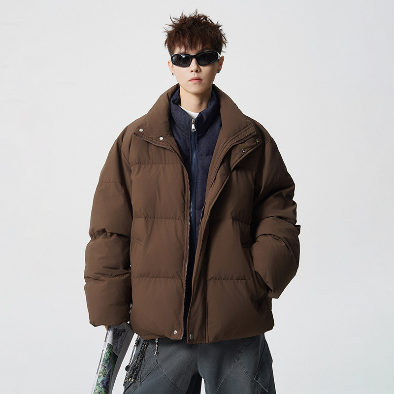 BOYUE帛跃仿牛仔拼接假两件棉衣保暖百搭青少年立领面包服外套男