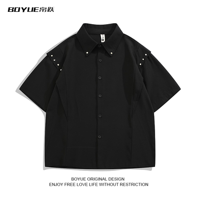 BOYUE帛跃铆钉解构层次短袖衬衫
