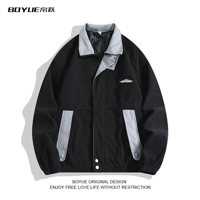 BOYUE帛跃华夫格撞色工装夹克男