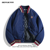 BOYUE帛跃美式 复古撞色棒球棉服男女宽松百搭高级感休闲情侣外套