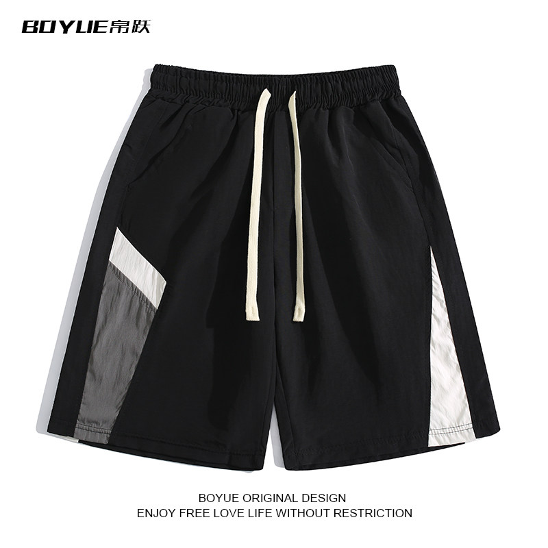 BOYUE帛跃拼接撞色短裤网红速干薄款百搭运动夏天休闲跑步中裤男