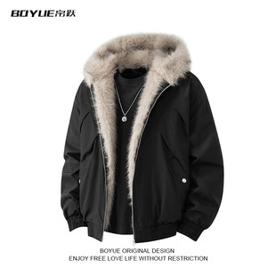 高街保暖男女棉服 毛领连帽外套设计感工装 BOYUE帛跃美式 解构时尚