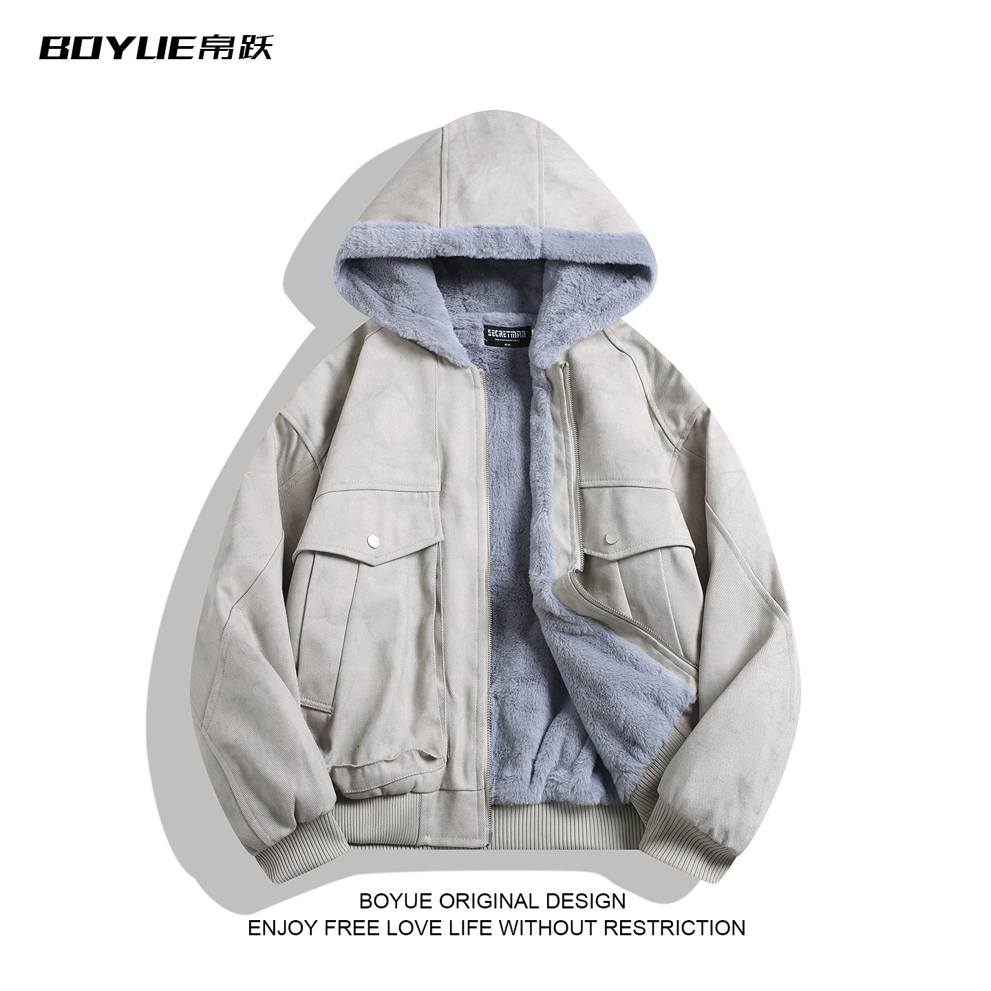 BOYUE帛跃加绒大理石座山雕棉服