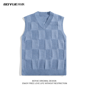 2022 子日系毛衣背心学院风ins新款 BOYUE帛跃秋冬季 宽松男潮港风格