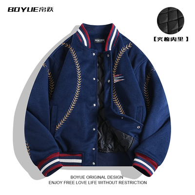 BOYUE帛跃刺绣棒球服夹棉外套男