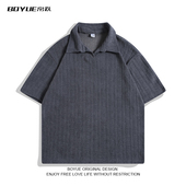 情侣T恤衫 BOYUE帛跃麦穗纹肌理感POLO衫 短袖 潮流休闲夏季 男女美式