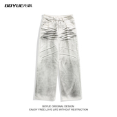 男女松弛感高街慵懒风休闲裤 BOYUE帛跃美式 潮牌小众设计感牛仔裤