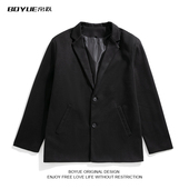 BOYUE帛跃秋冬毛呢垫肩加厚西装 上衣男国潮时尚 宽松商务休闲西服