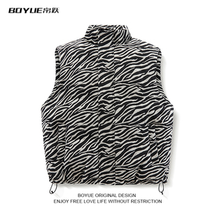 BOYUE帛跃美式个性立领棉服马甲痞帅时尚创意男女坎肩保暖外套潮