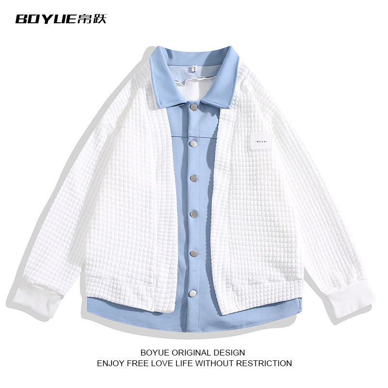 BOYUE帛跃华夫格拼麂皮绒外套